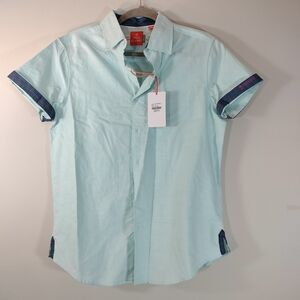 Free Planet Men’s Mint Short-Sleeve Button-Up Shirt NWT